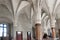 Gothic ribbed vaults in the Knights` Hall of Corvin Castle.