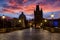 The Gothic skyline of Prague, Czech Republic, before sunrise