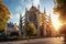 Gothic Splendor: Majestic European Cathedral in a Picturesque Town Square