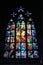 Gothic stained glass window in Saint Vitus cathedral in Prague