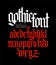 Gothic style alphabet. Vector. Letters and symbols on a black background. Calligraphy with a white marker. Medieval latin letters.