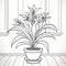 Gothic Style Flower Illustration: Violet Coloring Page With Dracaena In Room