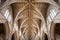 gothic-style ribbed vault ceiling in an ancient cathedral