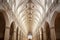 gothic-style ribbed vault ceiling in an ancient cathedral