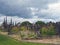 Gothic styled gravestones surrounded by wildflowers in the former lister cemetery in halifax now a public park