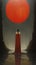 Gothic Surrealism: A Woman In Red With A Red Sun