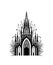 Gothic Temple Icon Isolated, Ancient Church Silhouette, Gothic Castle, Historical Architecture Minimal Design