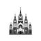 Gothic Temple Icon Isolated, Ancient Church Silhouette, Gothic Castle, Historical Architecture Minimal Design,