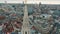 Gothic Tower of Brussels Town Hall. Aerial View of the Grand Place in Bruxelles