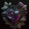 Gothic Valentine still life decor in purple, grey, black. AI generative, AI generated illustration