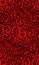 Gothic vintage doodle pattern. Vector red tracery texture