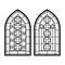 Gothic windows. Vintage frames. Church stained-glass windows