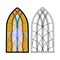 Gothic windows. Vintage frames. Church stained-glass windows