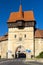 Gothic Zatec gate and medieval fortification in Louny, Czech republic