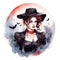 Goths. Vampires. Inspiring fear. Vampires of victorian times. watercolor isolated illustration. Ai generative.