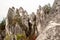 Goticka brana natural arch with rocks around in Sulovske skaly mountains in Slovakia