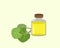 Gotu Kola leaves  Asiatic pennywort, Indian pennywort, Centella asiatica  and bottle of essential oil extract