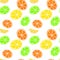 Gouache citrus seamless pattern. Hand painted fresh ripe summer lemon fruits on white background. Oranges, limes and lemons slices