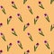 Gouache floral tulip backgraund. Seamless colorful spring pattern. Painted violet tulip plant on lush lava background. Purple