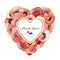 Gouache heart with coral anemones and white field to fill. Hand-drawn clipart for art work and weddind design