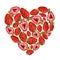 Gouache heart shaped strawberry. Hand-drawn clipart for art work and weddind design