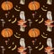 Gouache magic pumpkin seamless pattern