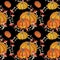 Gouache magic pumpkin seamless pattern