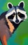 Gouache raccoon - stylized digital art