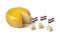 Gouda cheese with dutch flags