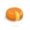 Gouda cheese head. Cartoon flat style fresh diary product. Vector illustration single icon