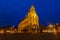 Gouda, Netherlands - Circa 2019 : Gouda City Hall Stadhuis at dusk