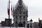 Gouda, South Holland/The Netherlands - March 31 2018: Partial photo of the front facade of the old gothic Gouda town hall during