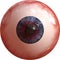 Gouged bloodshot eyeball on white background