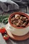 Goulash in a ceramic pot