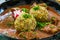 Goulash stew with two Tyrolean bread dumplings, in South Tyrol