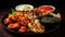 Gourmet Asian Cuisine Freshly Fried on Black Background generated by AI tool