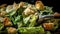 Gourmet Caesar salad fresh romaine, croutons, parmesan generated by AI