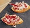 gourmet canapes of raw Iberian ham