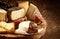 Gourmet Cheese Board on Rustic Wooden Table