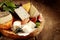 Gourmet cheese platter with fresh figs