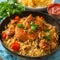 Gourmet chicken biryani with steamed basmati rice