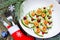 Gourmet Christmas appetizer - Christmas tree avocado salmon carpaccio