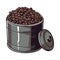 Gourmet coffee beans in metal mug
