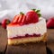 Gourmet delight Delectable strawberry cheesecake showcased on a wooden surface