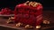 A gourmet dessert plate with homemade chocolate walnut brownie slice generated by AI