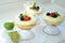 Gourmet dessert- strawberry souffle with lemon liquire and berries