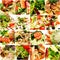 Gourmet Food Background. Salad Collage