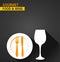 Gourmet food and wine serving, menu background, flat and shadow theme