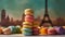 A gourmet French macaroon stack, multi colored and sweetly delicious generated by AI