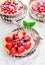 Gourmet fresh fruit tartlets with berries